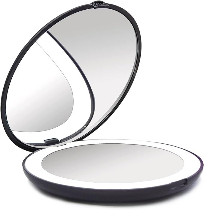 LED Compact Mirror, WOBANE Lighted Travel Mirror, 10X Magnifying, Handheld, Double Sided, Portabl... | Amazon (US)