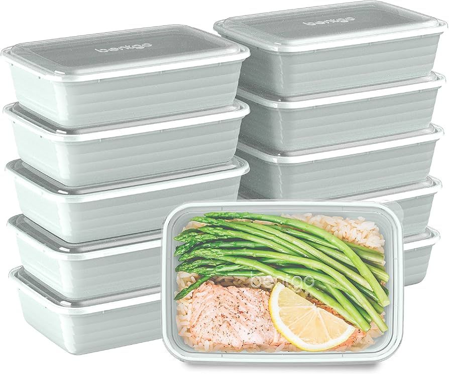 Bentgo Prep 1-Compartment Meal-Prep Containers with Custom-Fit Lids - Microwaveable, Durable, Reu... | Amazon (US)