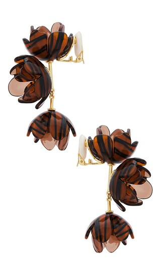 Rose Petal Triple Drop Clip-on Earrings in Tigers Eye | Revolve Clothing (Global)