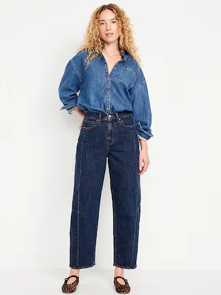 High-Waisted Barrel Ankle Jeans | Old Navy (CA)