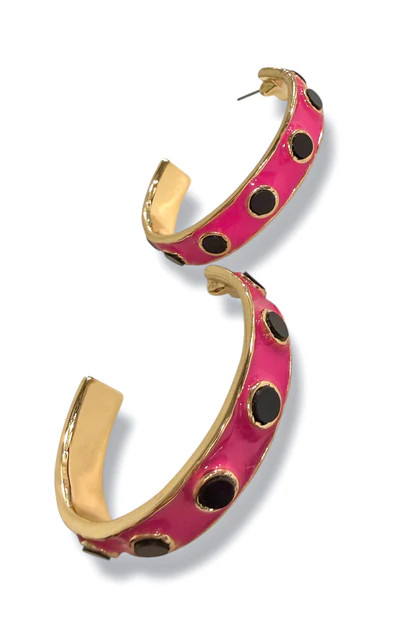Next Move Hot Pink and Black Hoop Earrings | The Willow Tree