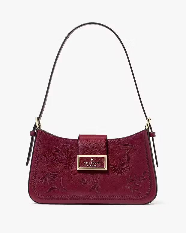 Reegan Botanical Embroidered Medium Shoulder Bag | Kate Spade Outlet