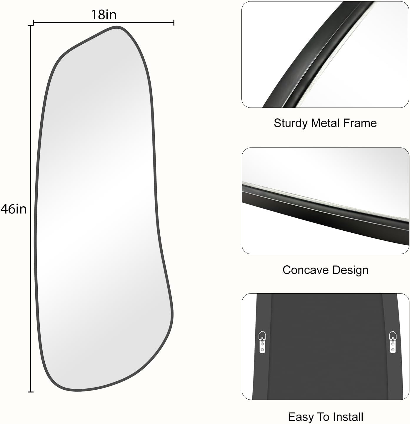 Amazon.com - WallBeyond Irregular Wall Mirror, Asymmetrical Mirror Wall Mounted with Black Framed... | Amazon (US)