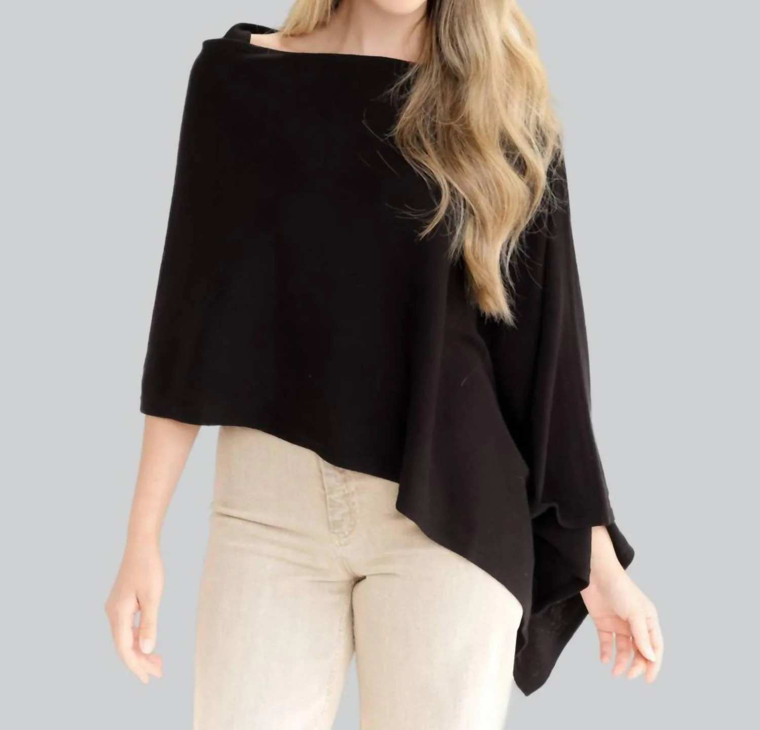 Cotton Cashmere Trade Poncho In Black | Shop Simon