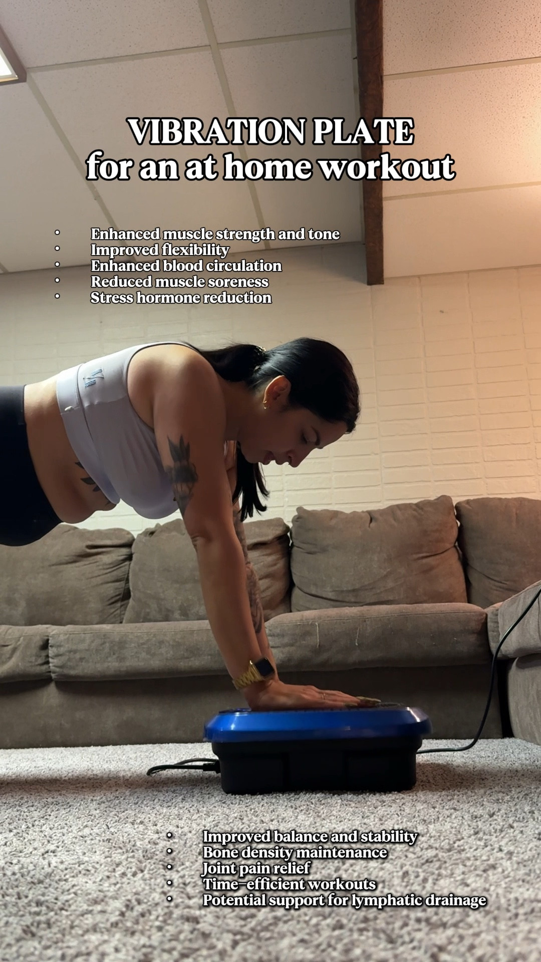 I got a vibration plate a few weeks ago to help with things like circulation, muscle soreness, and lymphatic drainage. It has become a daily part of my routine. I just use it for 10 minutes and it feels really good! Perfect for a quick little workout whether you’re just standing or doing strength training on it. This is ideal for me as a busy mom who doesn’t have a lot of time. 🙌🏼

#LTKSaleAlert #LTKMidsize #LTKActive