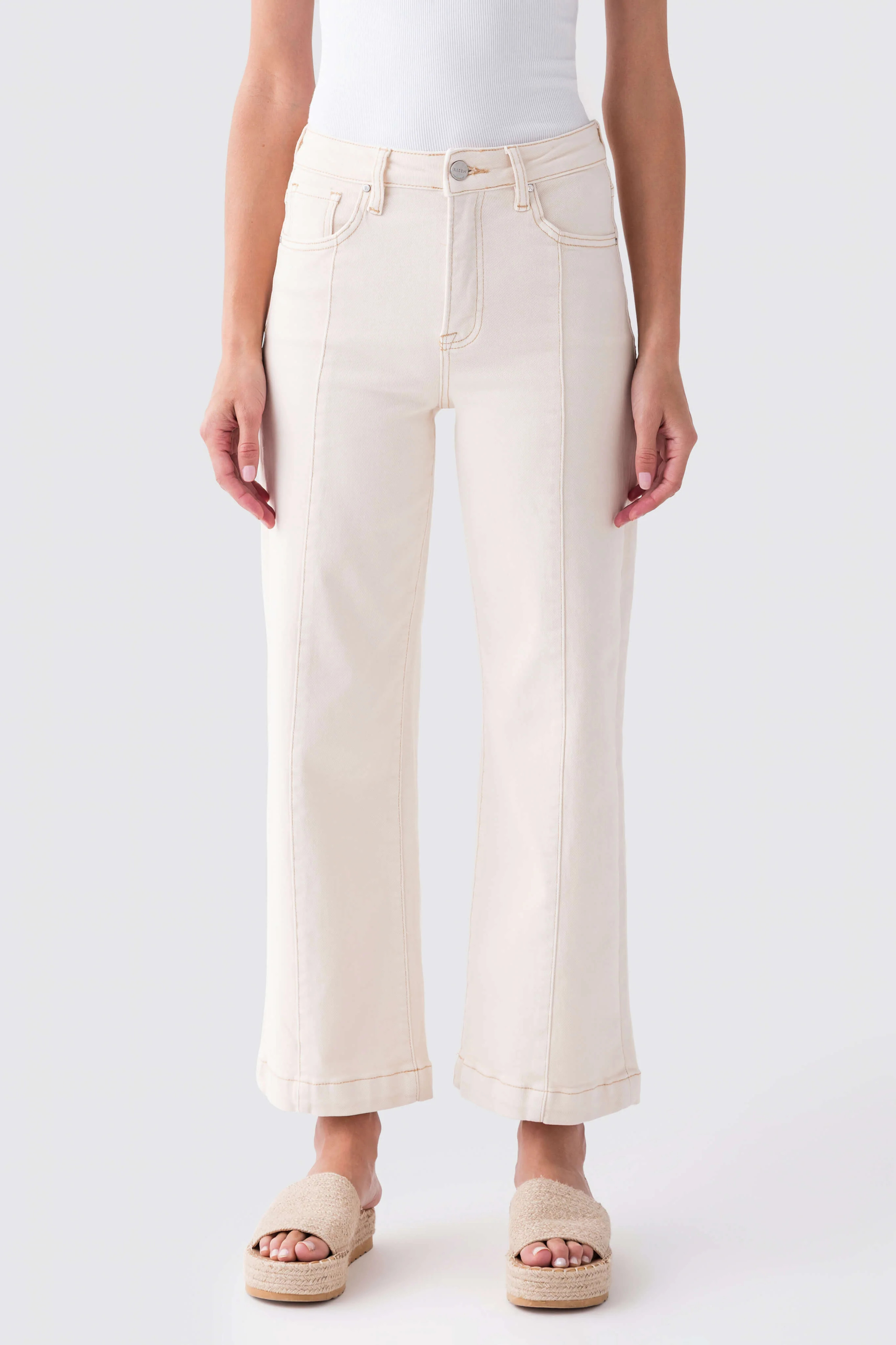 Risen Mia High Rise Front Seam Wideleg Ankle Jeans | Social Threads