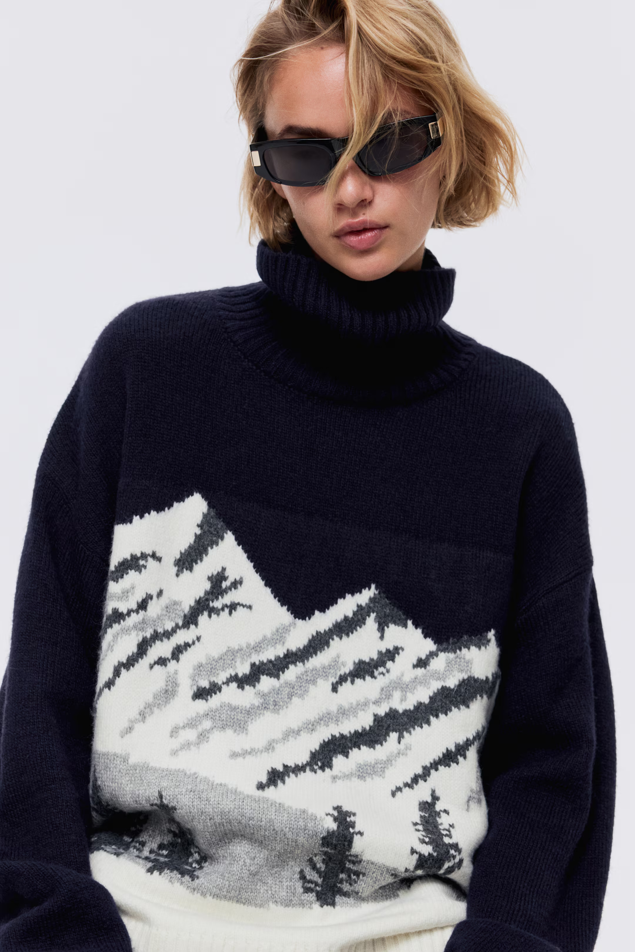 Jacquard-knit polo-neck jumper | H&M (UK, MY, IN, SG, PH, TW, HK)