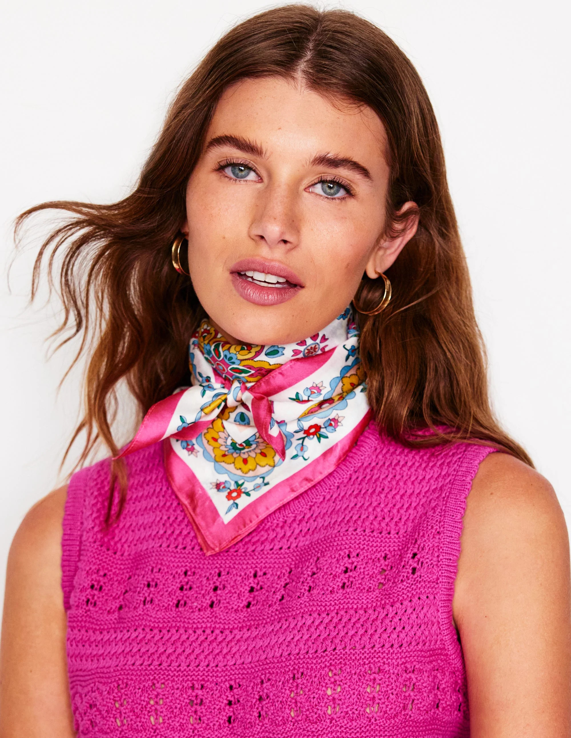 Silk Square Scarf-Multi, Botanical Paisley | Boden (US)