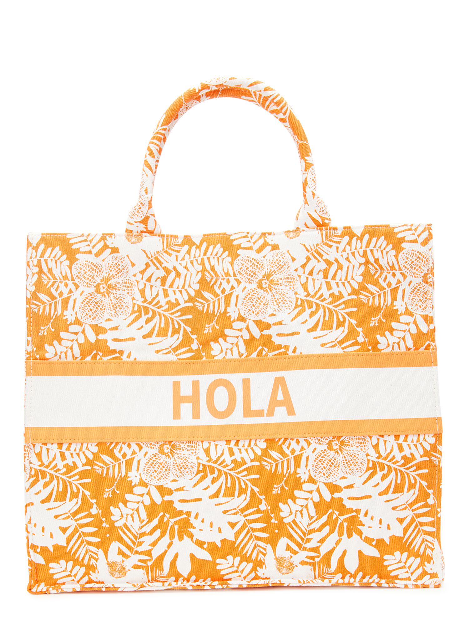 No Boundaries Women's Hola Canvas Print Beach Tote Handbag Orange Sherbert | Walmart (US)