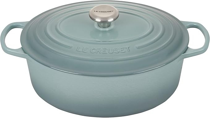 Amazon.com: Le Creuset Enameled Cast Iron Signature Oval Dutch Oven with Lid, 6.75 Quart, Sea Sal... | Amazon (US)