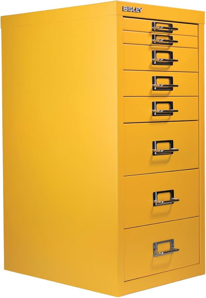 Bisley 8-Drawer Steel MultiDrawer Cabinet - Golden Sunflower Yellow, Chrome Pull Handles with Lab... | Amazon (US)