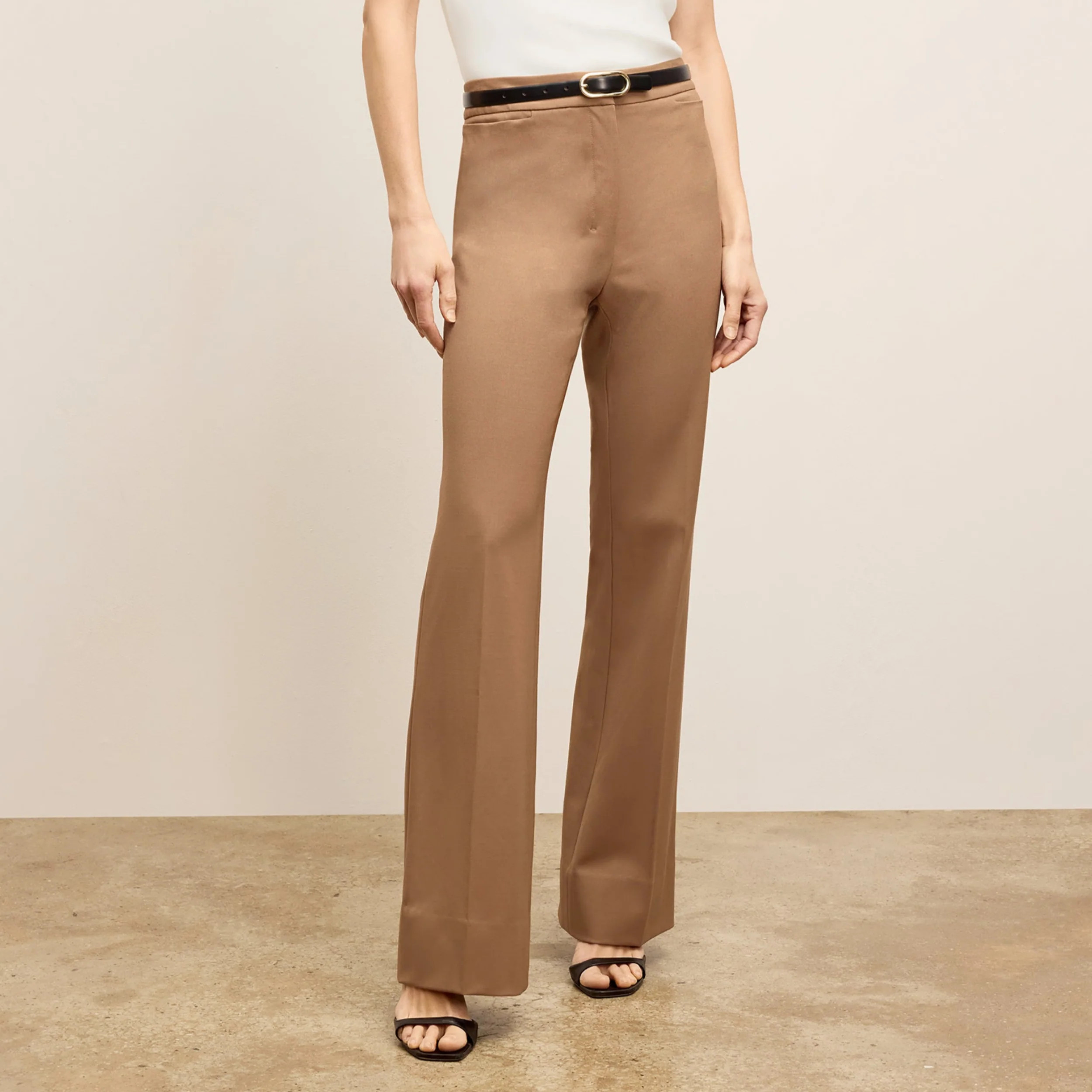 Horton Flare Trouser - Italian Wool Twill :: Saddle | MM LaFleur