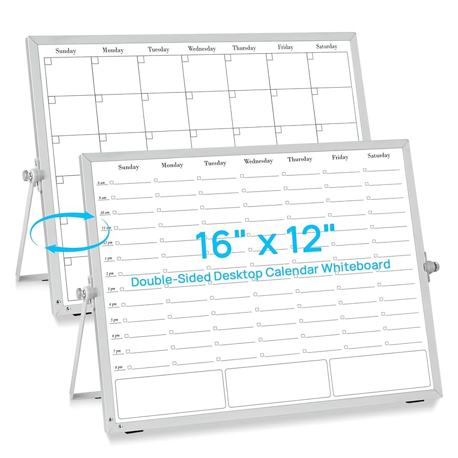White Board Dry Erase Calendar Planner, Weekly Monthly Magnetic Schedule-Board with Time Slots, P... | Amazon (US)