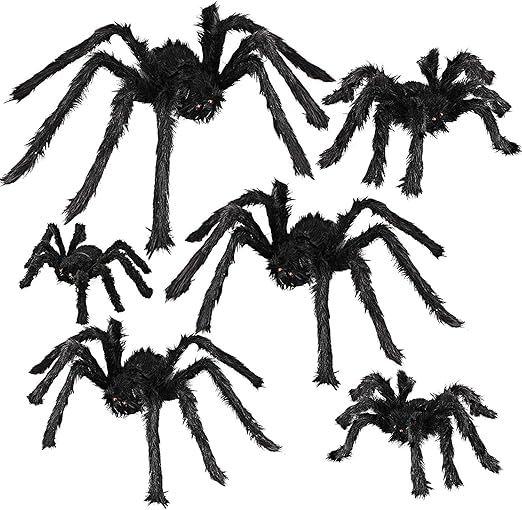 Dreampark Halloween Spider Decorations, 6 Pcs Realistic Hairy Spiders Set, Scary Spider Props for... | Amazon (US)