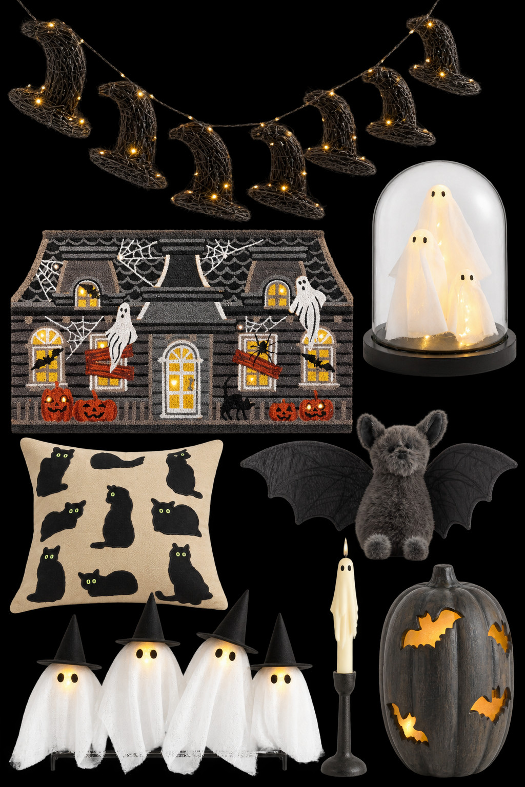 Pottery Barn Halloween Decor

Pottery Barn is proof that Halloween decor doesn’t have to be kitschy. This collection takes familiar motifs — ghosts, bats, witches, black cats and haunted houses — and gives them a more sophisticated, cozy treatment. Black-and-cream textiles, vintage-looking illustrations, warm lighting and natural textures make the pieces feel at home alongside everyday decor. The overall look is moody, rustic and collected, which is perfect if you want to decorate for Halloween without completely transforming your home’s existing aesthetic. 

 #LTKSeasonal #LTKHome