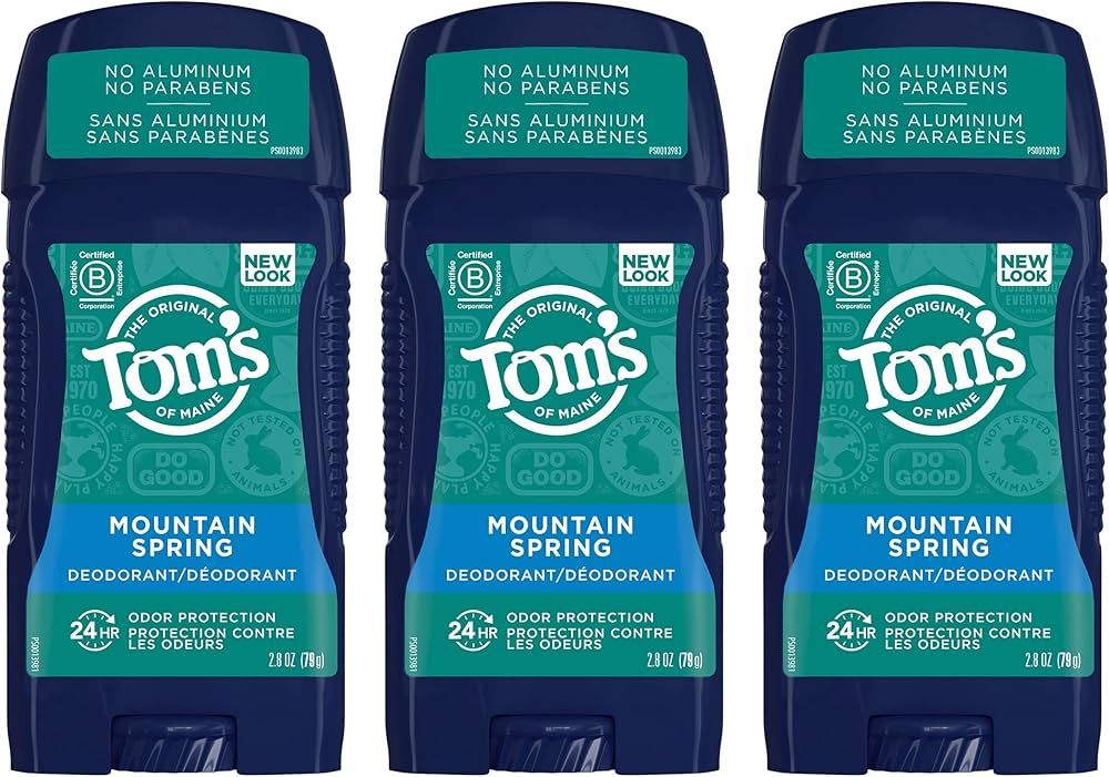 Tom's of Maine Long-Lasting Aluminum-Free Natural Deodorant for Men, Mountain Spring, 2.8 oz. 3-P... | Amazon (US)
