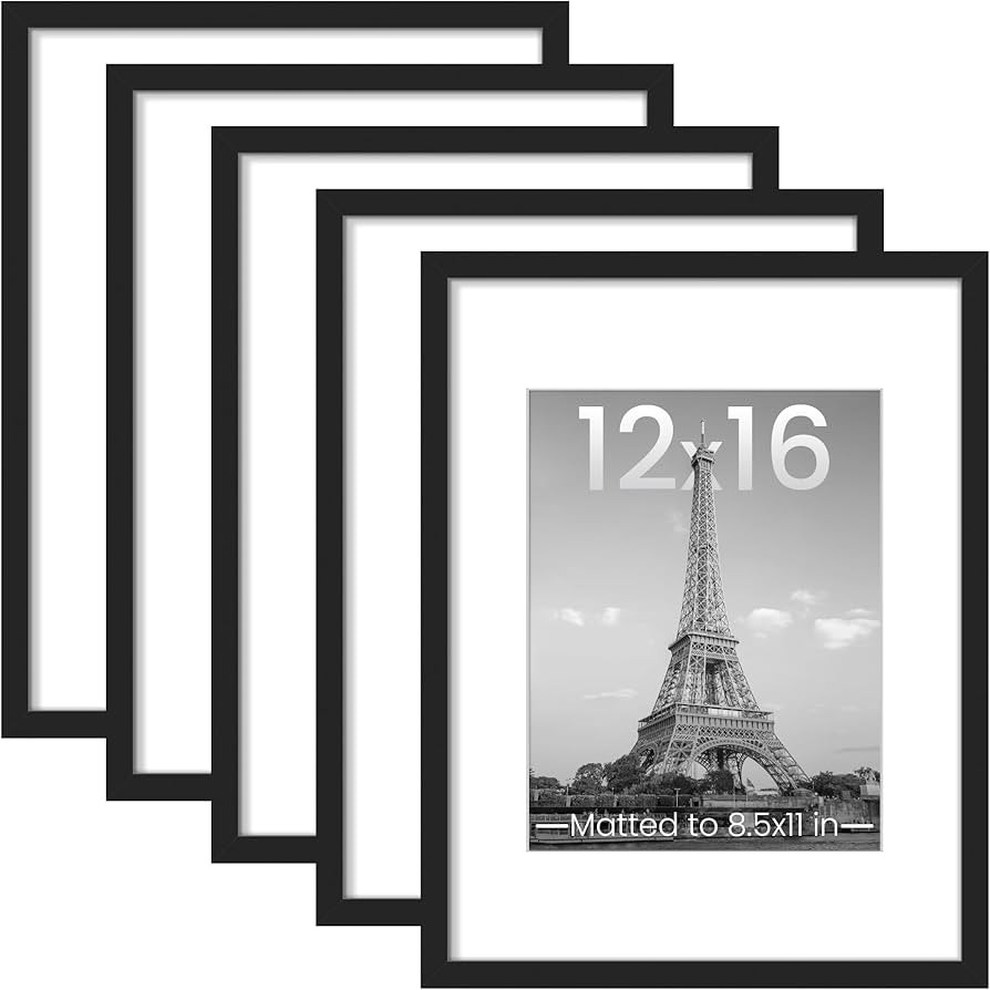 upsimples 12x16 Picture Frame Set of 5, Display Pictures 8.5x11 with Mat or 12 x 16 Without, Wall... | Amazon (US)