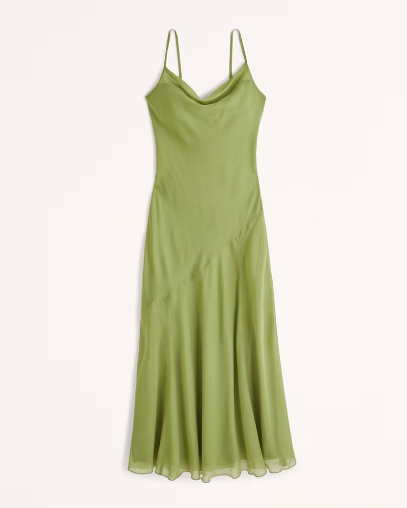 Abercrombie & Fitch Women's Cowl Neck Maxi Dress in Green - Size XL | Abercrombie & Fitch (US)