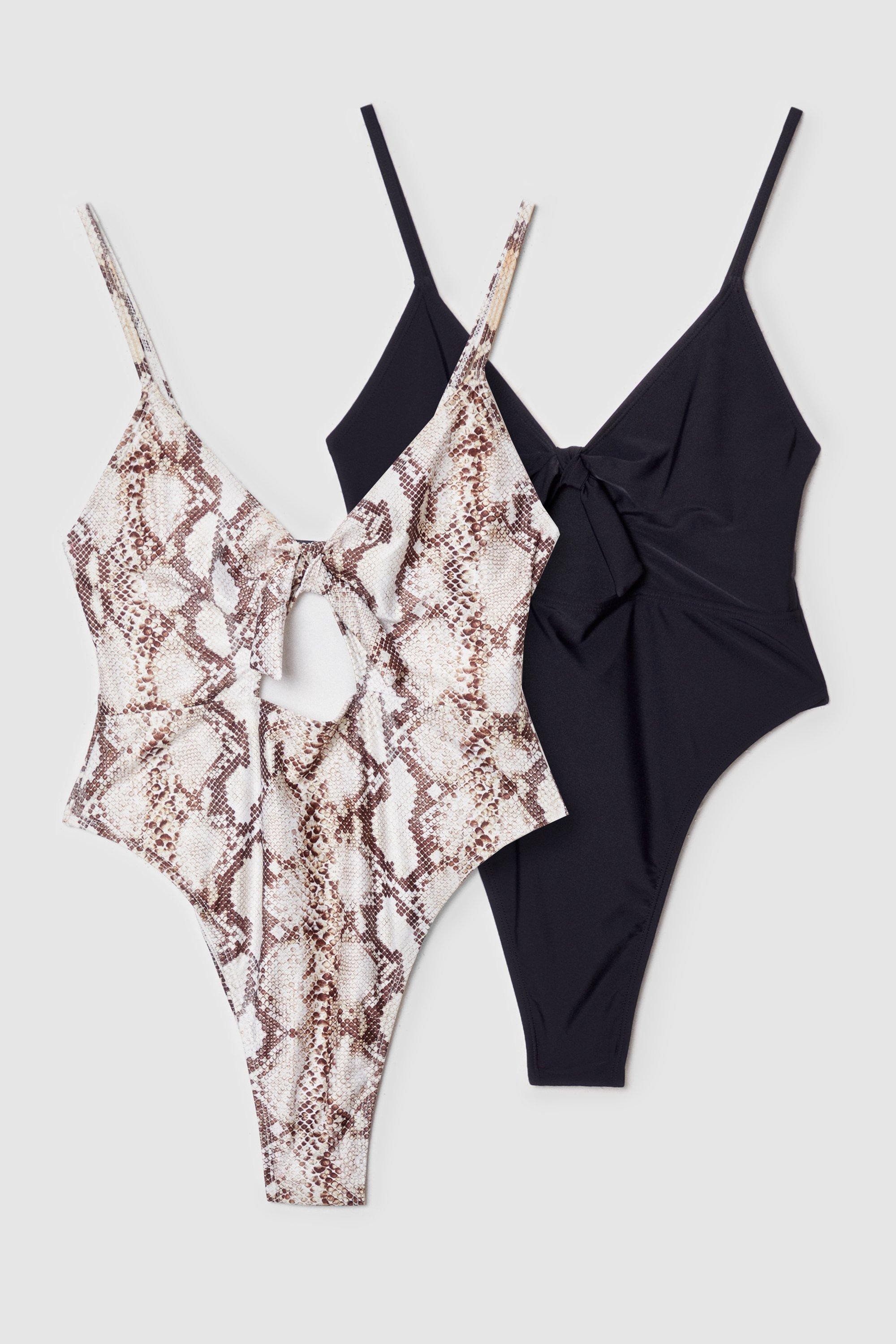 Womens Tie Cut Out Snake Print 2 Pc Swimsuit Set - Multi | NastyGal (US & CA)