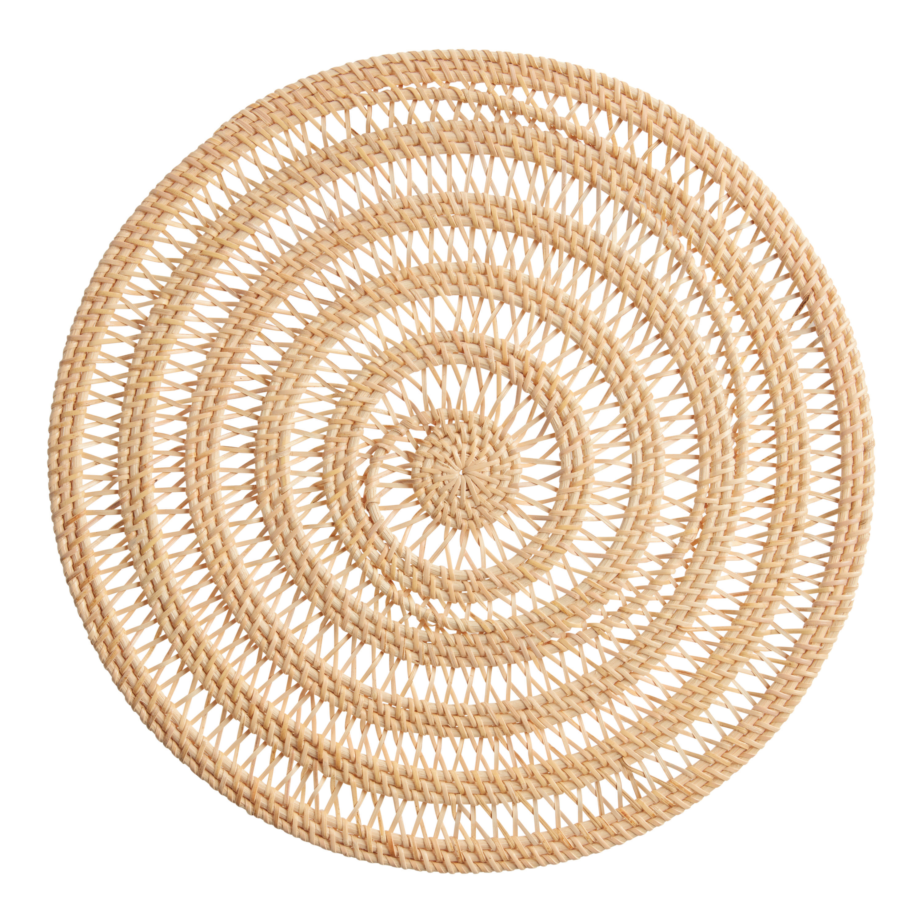 Round Natural Rattan Spiral Woven Placemat | World Market
