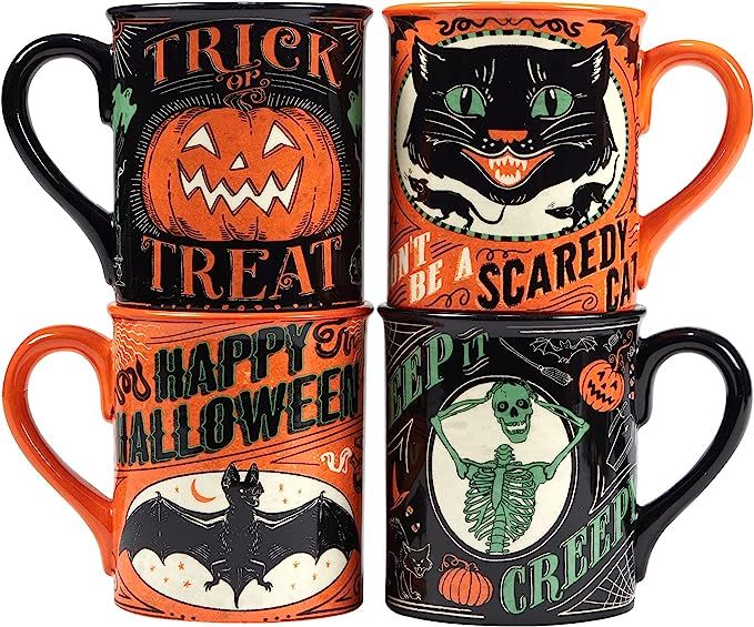 Certified International Scaredy Cat 18 oz. Mugs, Set of 4 Assorted Designs, 4 Count (Pack of 1), ... | Amazon (US)