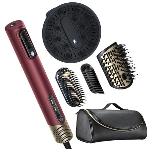 Infiniti PRO CONAIR 5-in-1 Hair Drying Wand, Straightener, and Styler, Ionic All-in-One Digital Motor Blow Dryer, Includes 4 High-Performance Attachments, Cherry Red | Amazon (US)