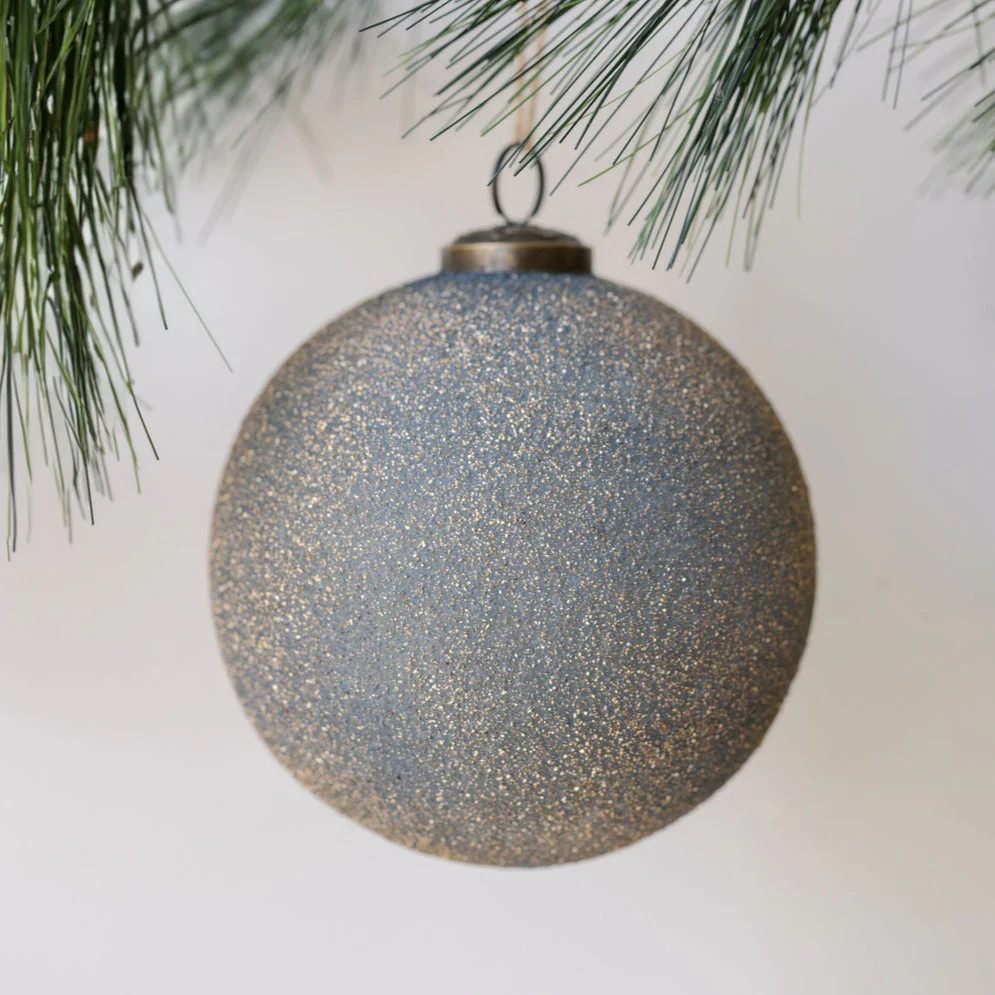 5" Textured  Slate Blue Glass Ornament | CG Hunter