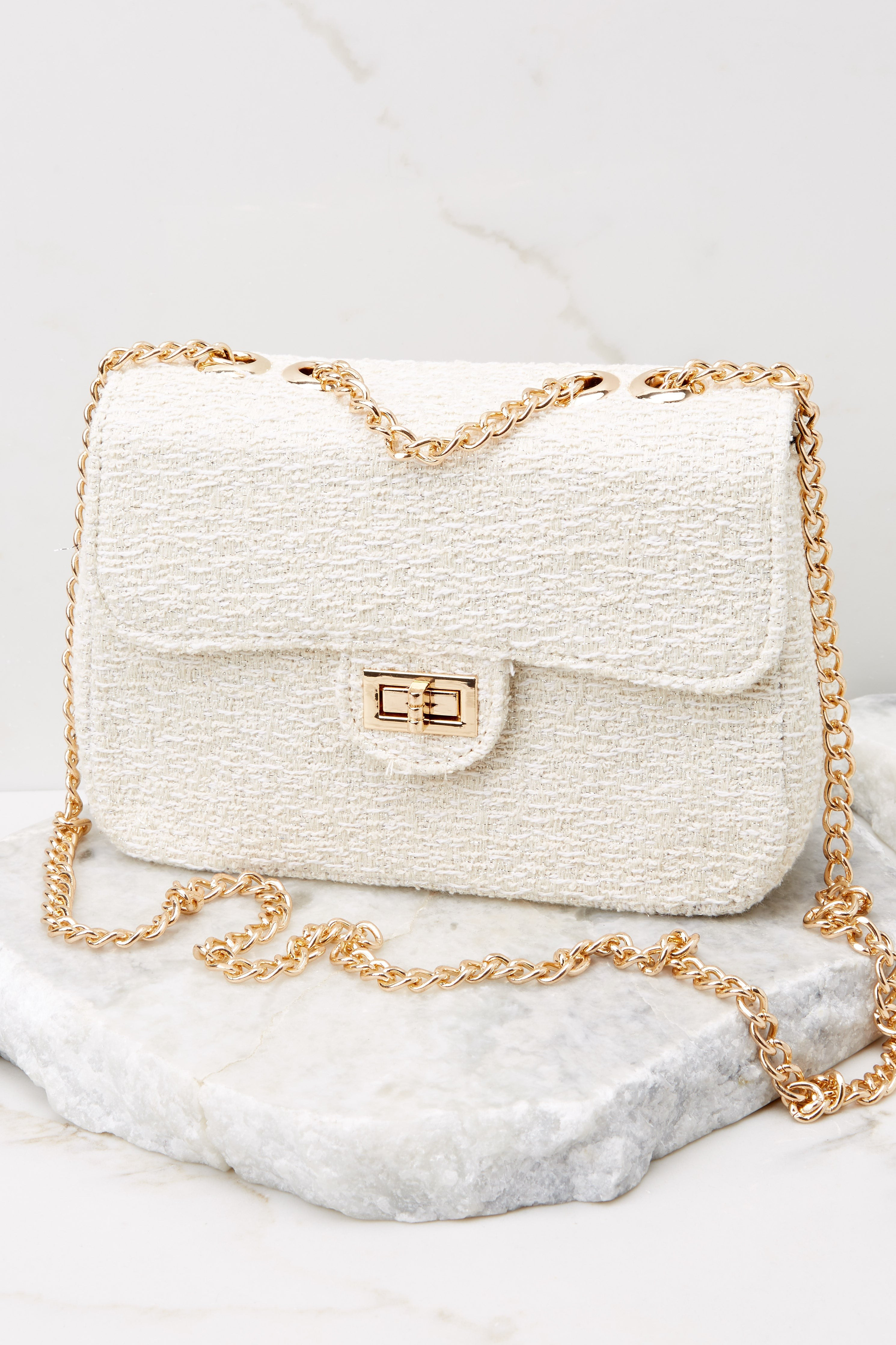 So Divine Ivory Tweed Bag | Red Dress 
