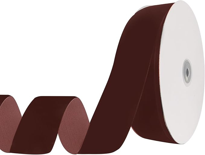 2" X 20 Yards Brown Velvet Ribbon for Christmas Tree Wreath Vintage Decoration Handmade Crafts Or... | Amazon (US)