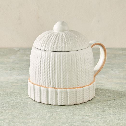 Cable Knit Hat Figural Stoneware Mug | West Elm (US)