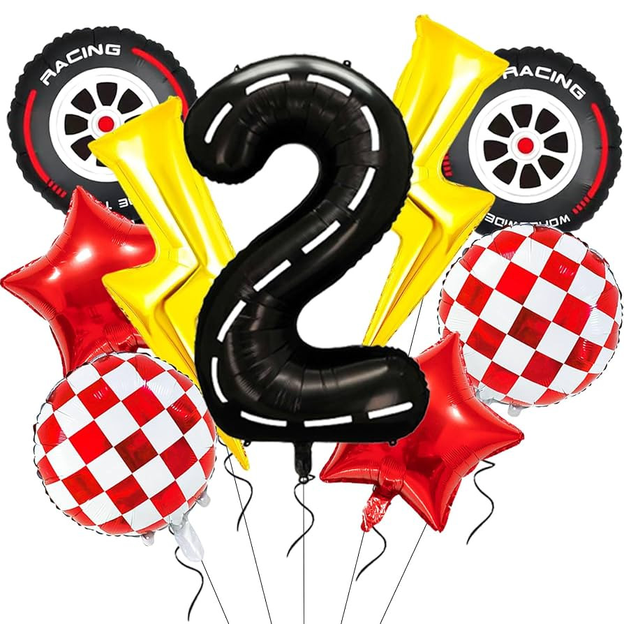 Cartoon Race Car Birthday Party Decorations Large Lightning Bolt Foil Balloon Race Car Balloons 4... | Amazon (US)