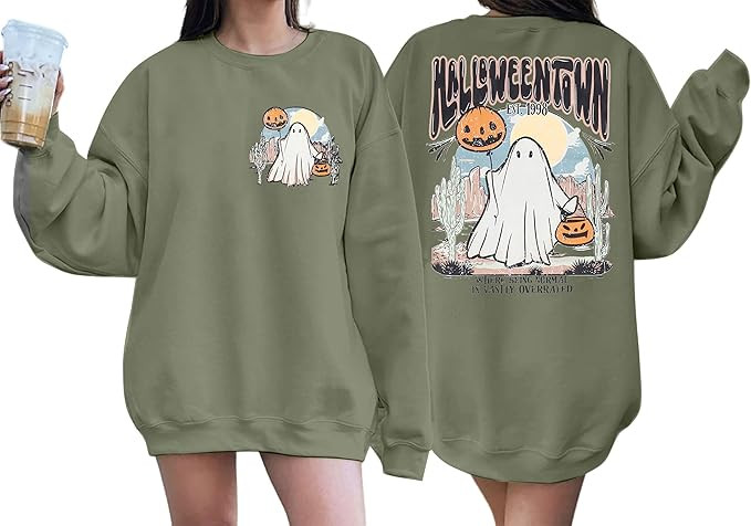 UNIQUEONE Halloween Sweatshirts for Women Halloweentown University Shirt Funny Party Spooky Acade... | Amazon (US)