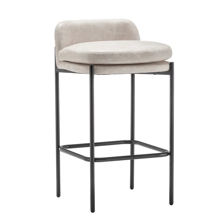 Sykesville Modern Mid-Back Counter Stool - Faux Leather | Wayfair Professional