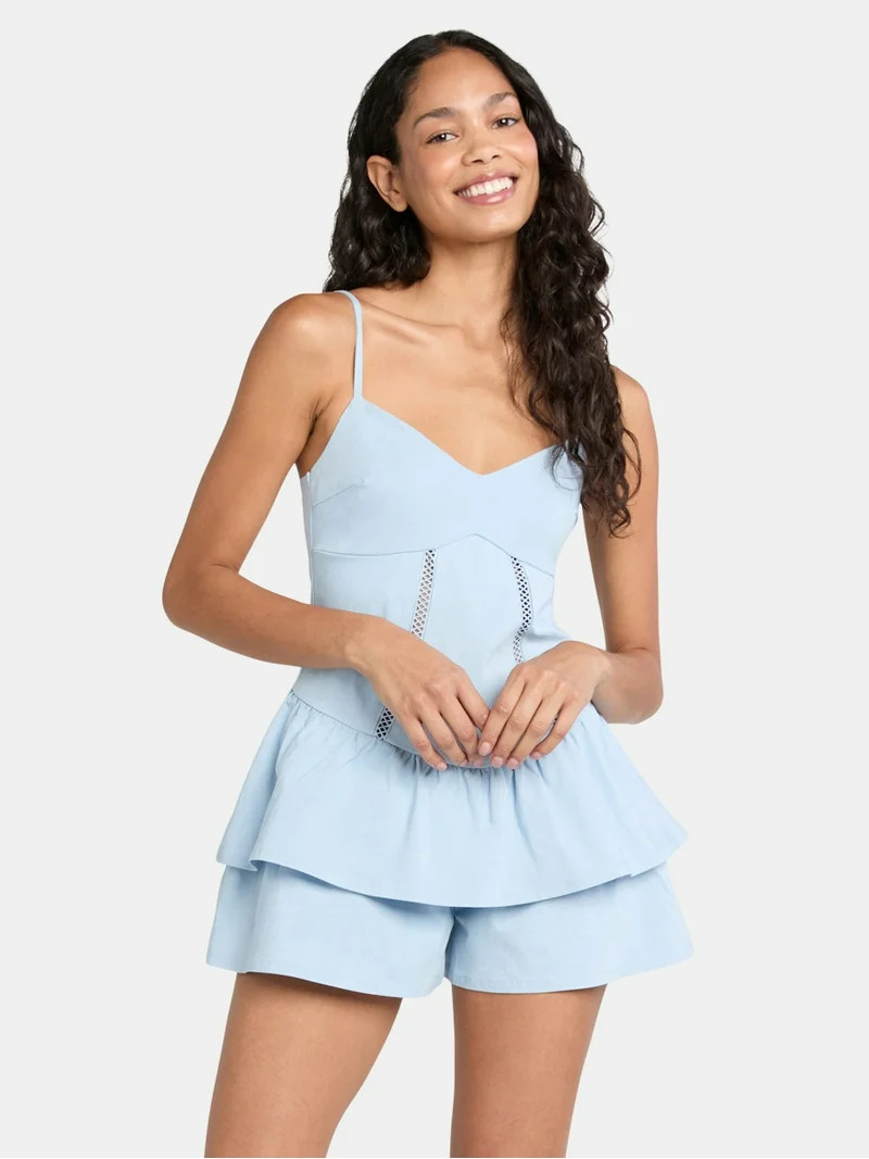 Madden NYC Women's Drop Waist Ruffle Romper, Sizes XXS-XXL | Walmart (US)