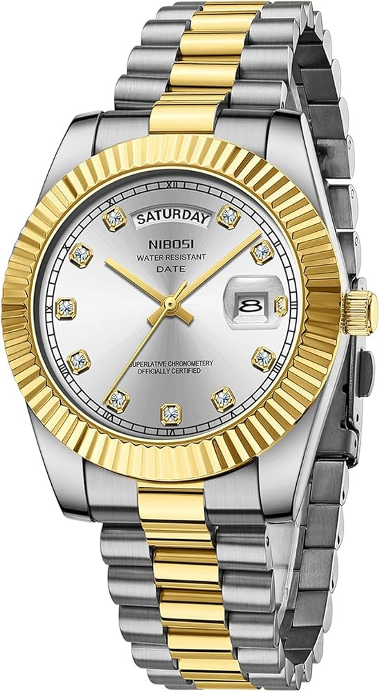 NIBOSI Men Watches Analog Quartz Stainless Steel Rose Gold Silver Watches for Men Waterproof Busi... | Amazon (US)