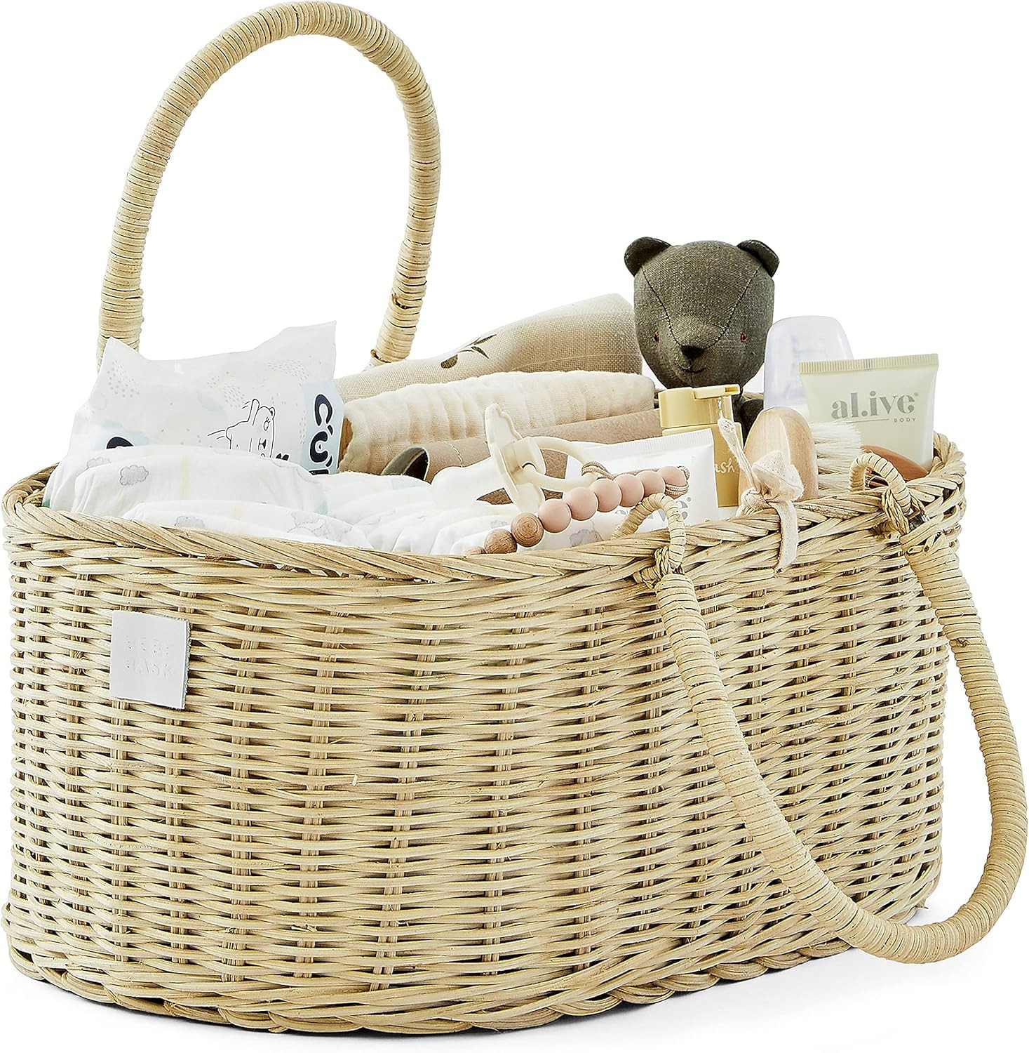 Premium Baby Diaper Caddy Organizer - Handmade Rattan Basket With Cotton Divider - Award-Winning ... | Amazon (US)