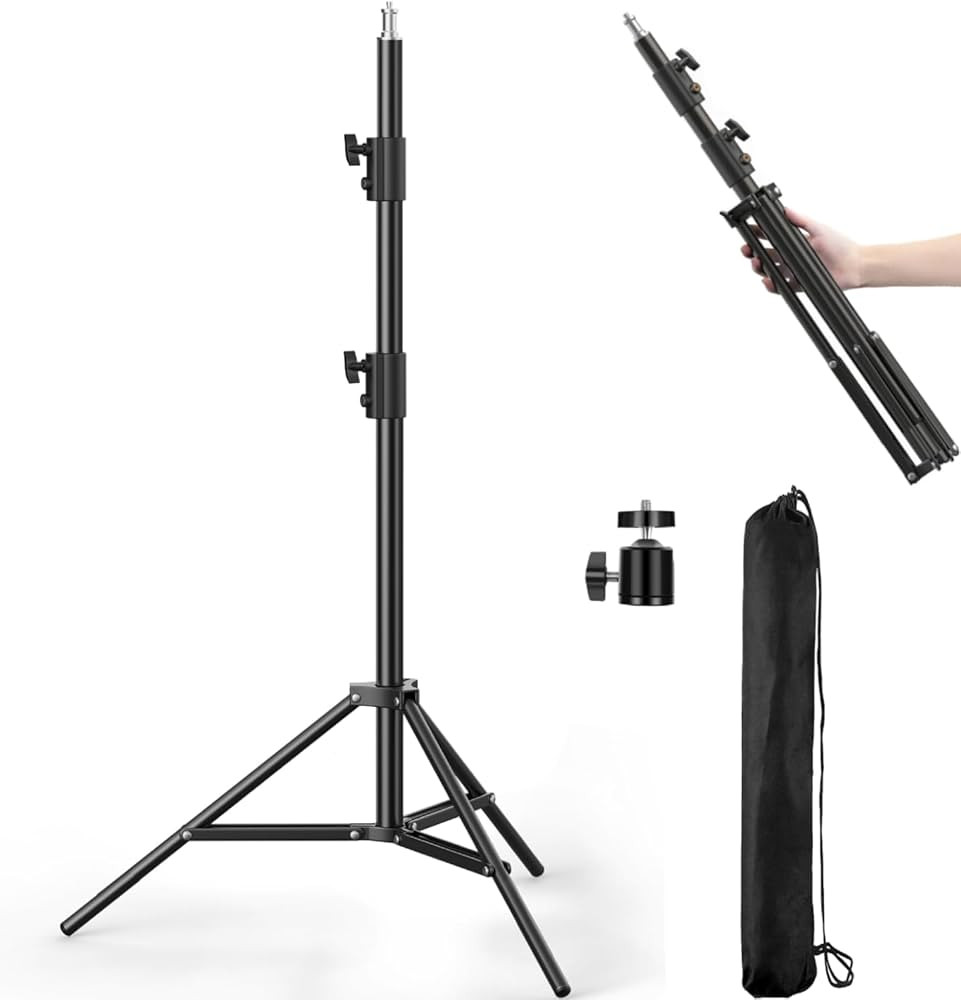 Photography Light Stand, 110"/9.2ft/280cm Portable Reverse Folding Tripod with Travel Bag Aluminu... | Amazon (US)