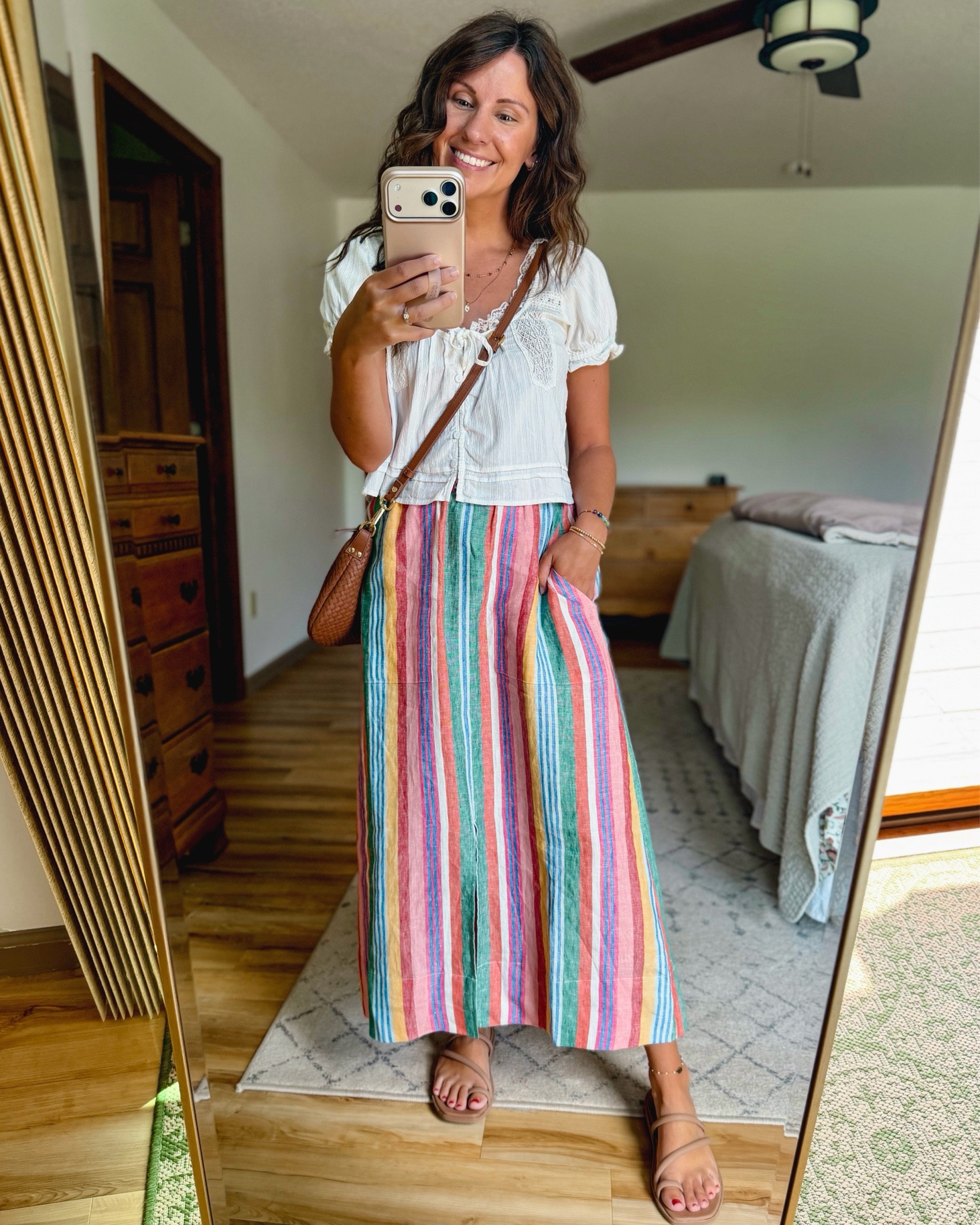 Xs in my top (100% cotton!) and 2 petite in my linen skirt (also linked similar). My croc sandals are size 6.

#LTKPetite #LTKgrwm #LTKSeasonal