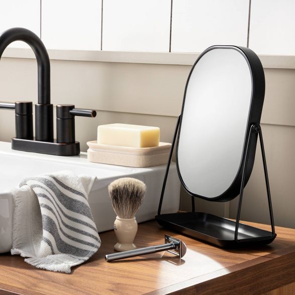 Metal Vanity Flip Mirror with Tray Black - Hearth & Hand™ with Magnolia | Target