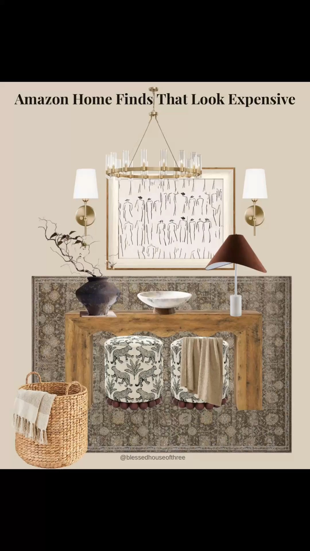 Amazon home finds that look expensive but are actually affordable. These Amazon home decor finds have the elevated, designer-inspired look I love—from statement lighting and neutral table lamps to an oversized chandelier, vintage-inspired rug, wood console table, upholstered ottomans, wall art and cozy home accents.

I especially love mixing warm wood tones, aged brass, marble, woven textures and neutral decor to make an affordable space feel collected and high-end. If you’re looking for Amazon home finds, designer look for less decor, neutral home decor, entryway decor ideas, living room decor or affordable lighting that looks expensive, these are such good finds.

#LTKHome #LTKSeasonal #LTKSaleAlert