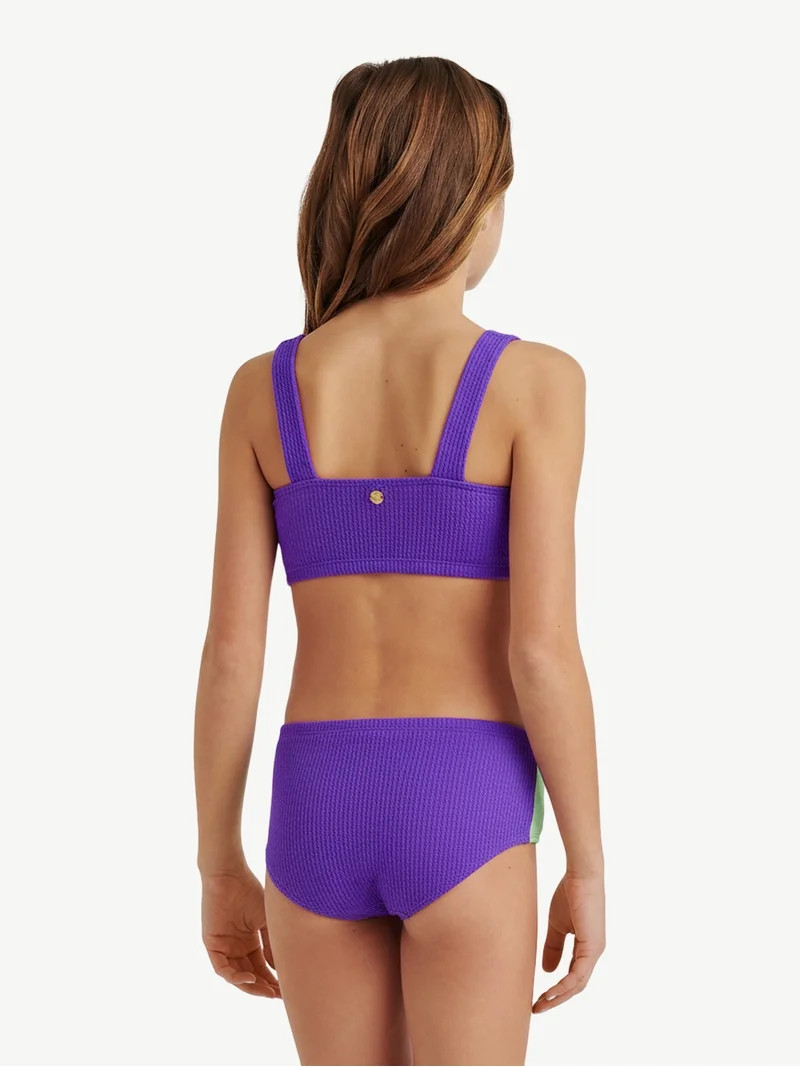 Justice Girls Color Blocked Popcorn Color Bikini Swimsuit , Sizes XS-XL | Walmart (US)