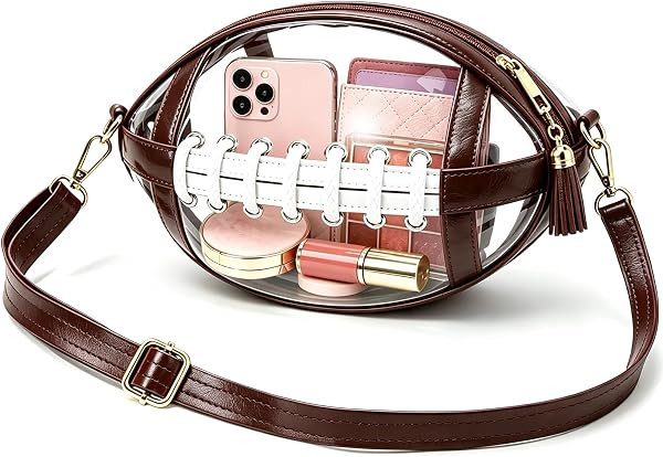 Clear Bag for Stadium Events Stadium Approved Football Shaped Purse for Women PVC Crossbody Bag f... | Amazon (US)