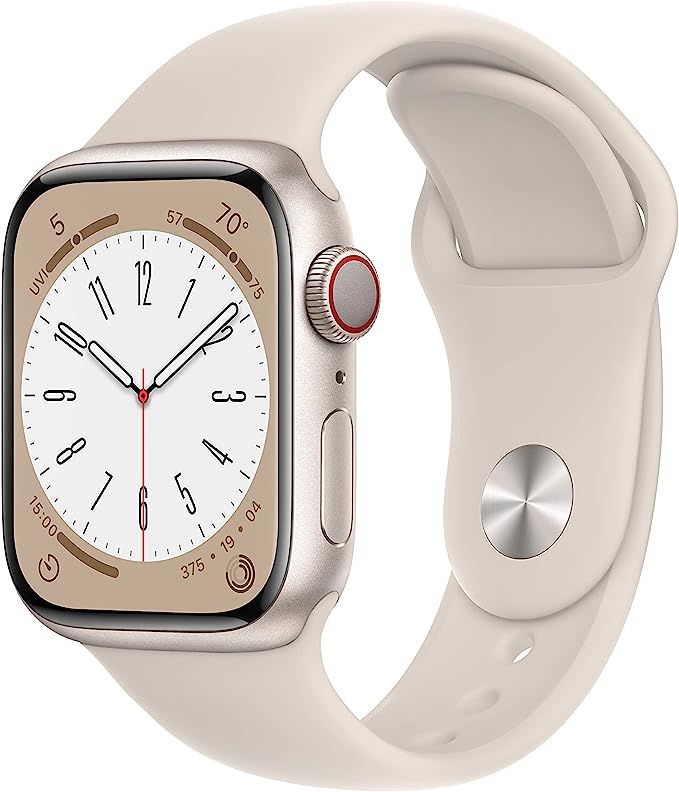 Apple Watch Series 8 [GPS + Cellular 41mm] Smart Watch w/ Starlight Aluminum Case with Starlight ... | Amazon (US)