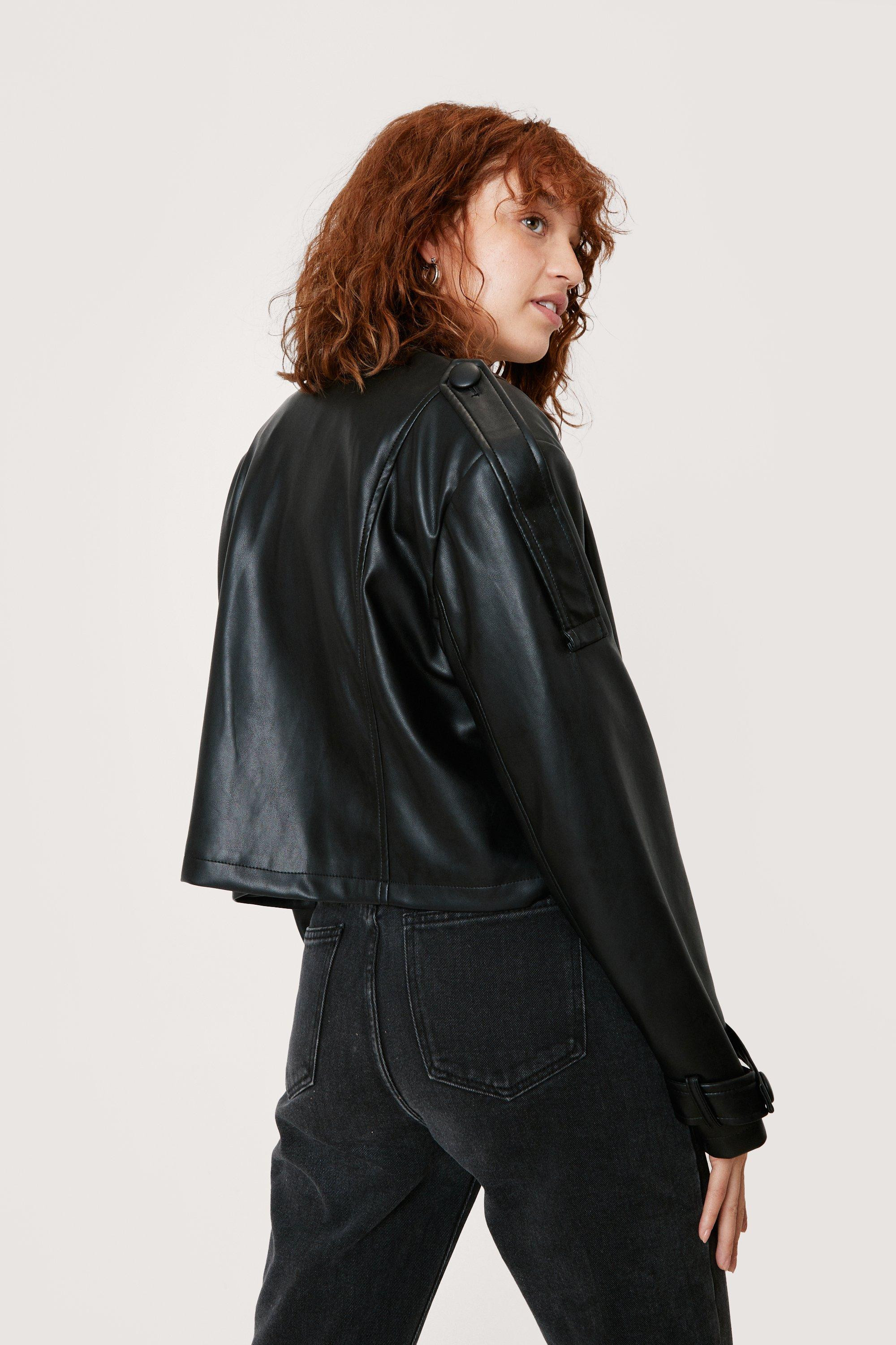 Cropped Oversized Faux Leather Jacket | Nasty Gal (US)