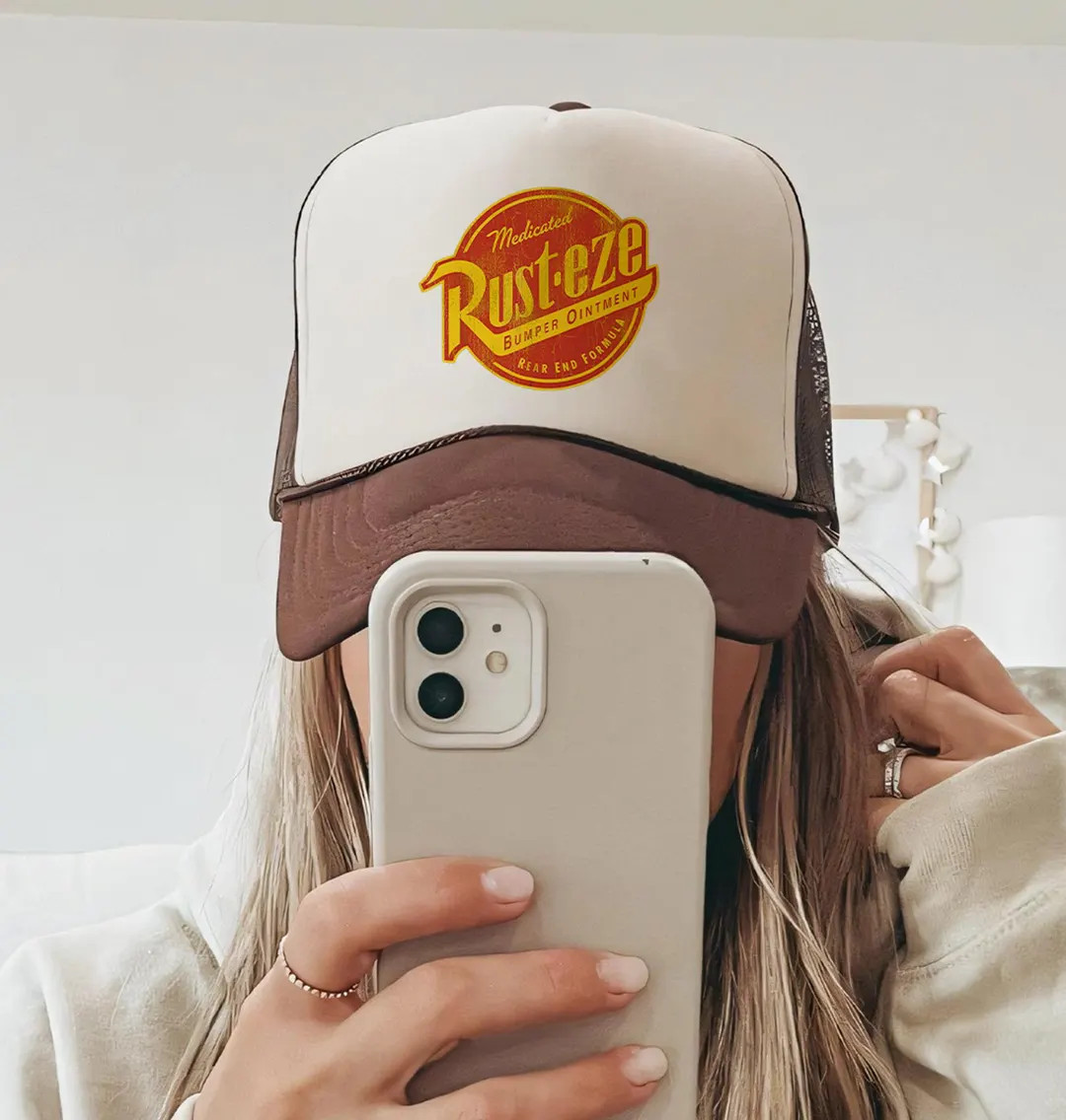 Rust-eze Trucker Hat Pixar Cars Rusteze Lightning Mcqueen Costume Cap Trucker Cap Baseball Cap Li... | Etsy (US)