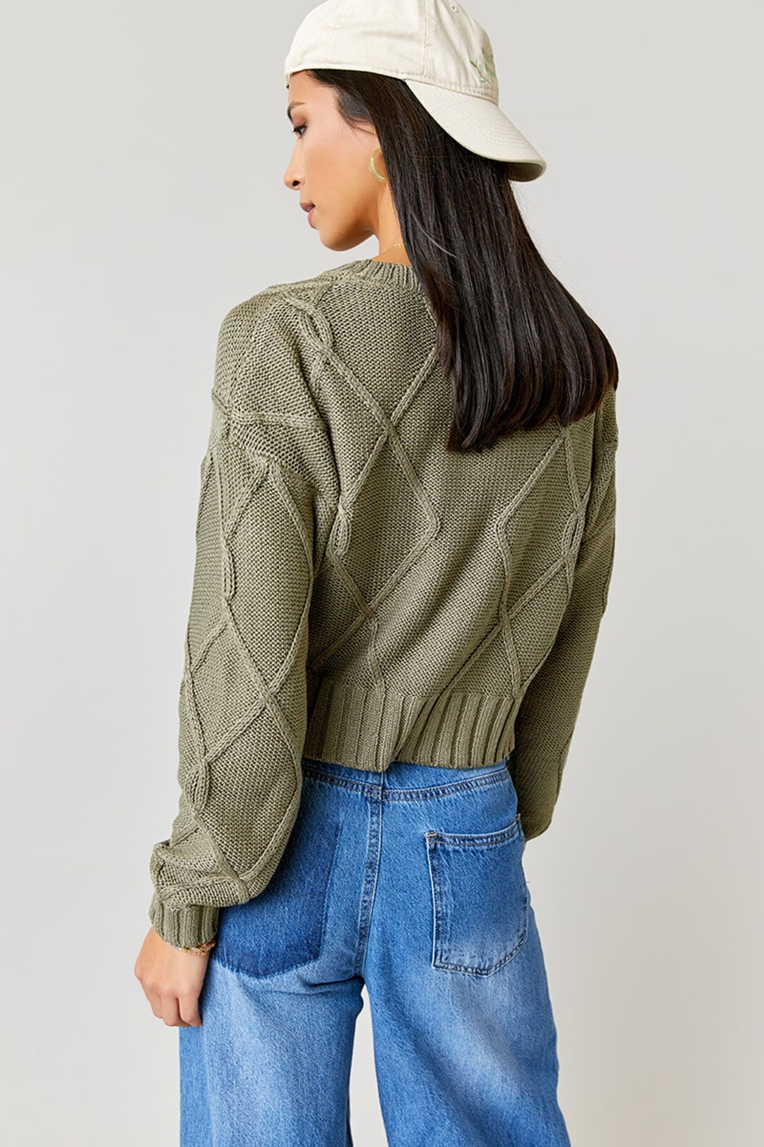 Maeve Cable Knit V-Neck Pullover Sweater | Francesca's