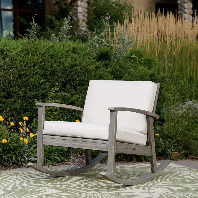 Outdoor Buecker Rocking Solid Wood Chair with Cushions | Wayfair North America