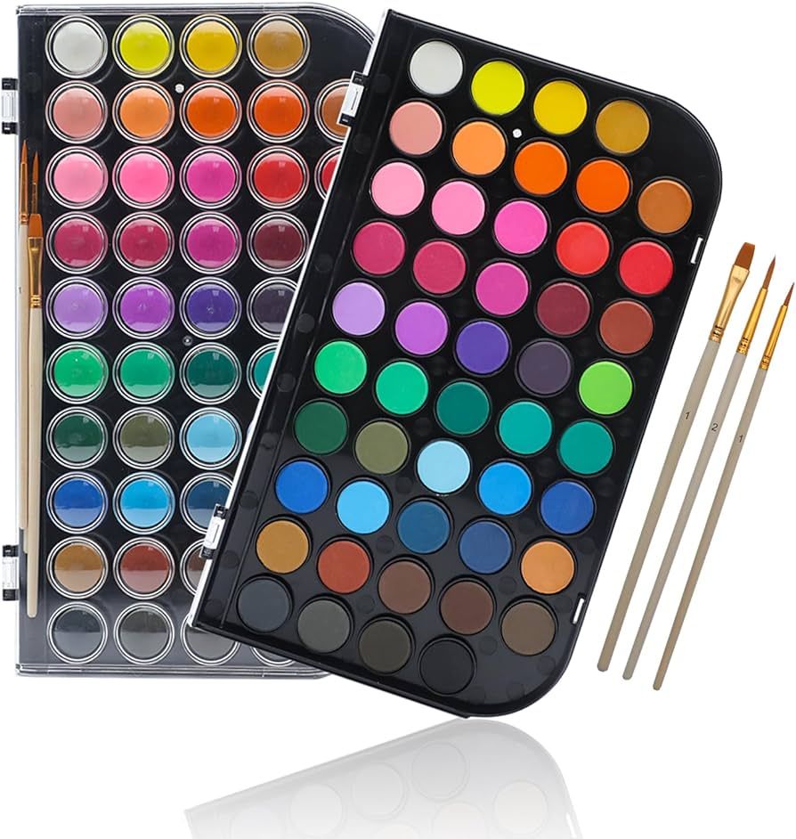 Artecho 48 Colors Watercolor Paint Set with 3 Brushes, Washable, Travel Design, Perfect for Card ... | Amazon (US)