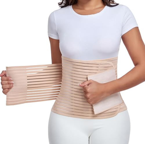 Postpartum & Post Surgery Abdominal Binder. Postpartum Belly Band Support Recovery after C-Section, Natural Birth, Hysterectomy, Hernia Belt (Beige,M) | Amazon (US)