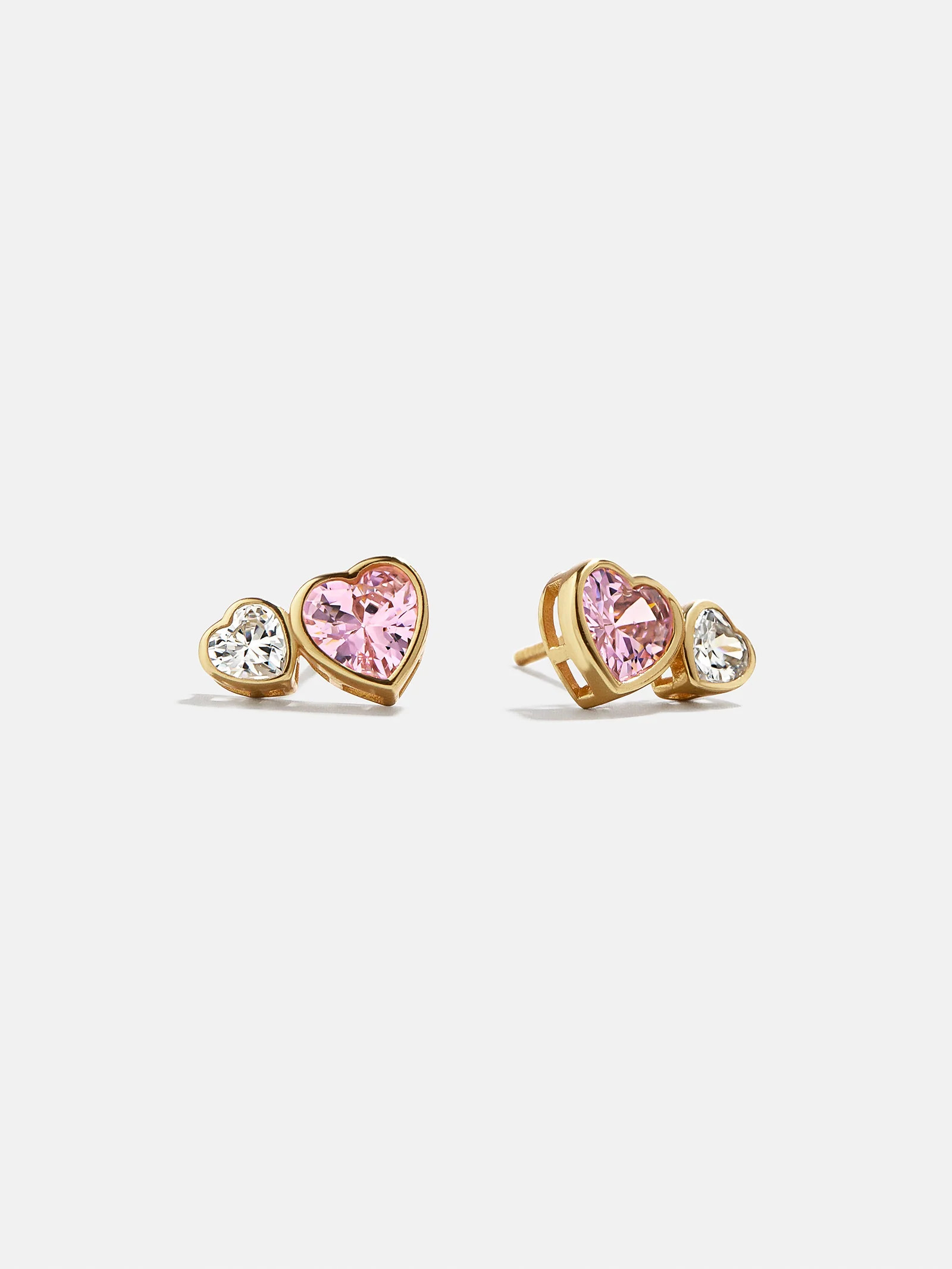 Perfect Pair 18K Gold Kids' Heart Earrings - Gold/Pavé | BaubleBar